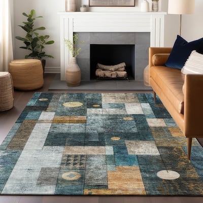 Machine Washable Indoor/ Outdoor Modern Deco Chantille Rug