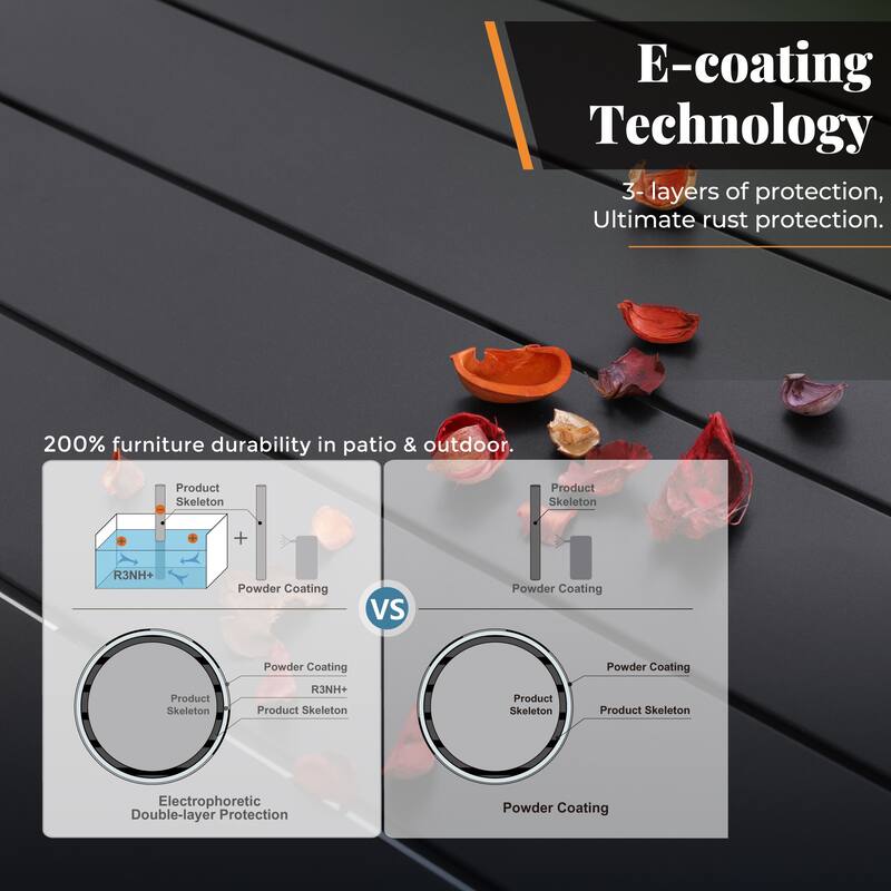 MAISON ARTS 9 Pieces Outdoor Patio Dining Set for 8, Metal Steel Table with Umbrella Hole & Stackable Chairs