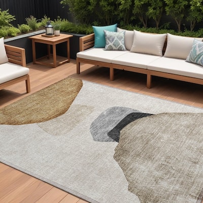 Namo Artistic Abstract Weather Resistant Classic Meets Modern Outdoor Rug