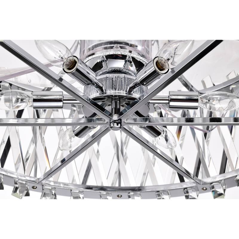 Quara 26 Inch modern Glam Modern Crystal Fandelier 6 Light with Remote