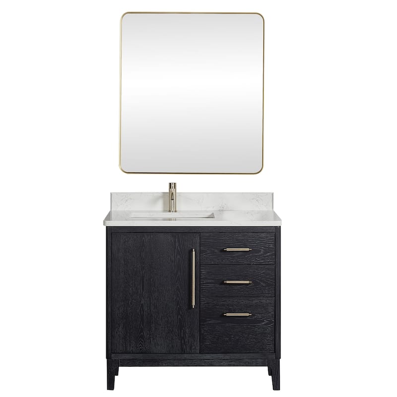 Miseno MV-GARA36-GWT Gara 36" Free Standing Single Basin Vanity Set - Fir Wood Black - Wood Finish