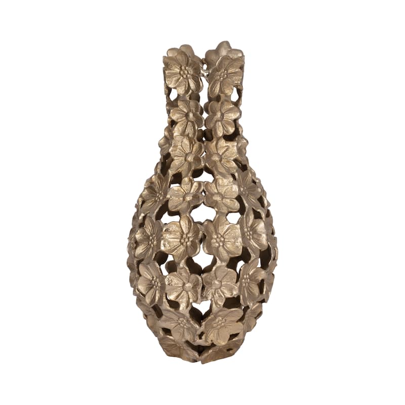Aluminum Decorative Vase Floral Openwork Design Glam Style Modern