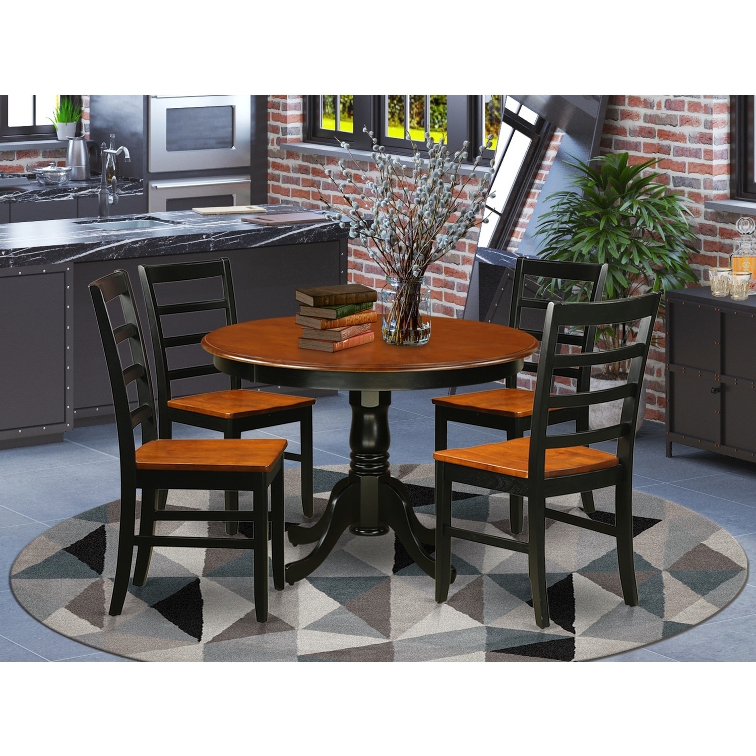 Kitchen Table Set with Dining Chairs - 5 Piece Dinette Table & Chair Set - Modern Round Table