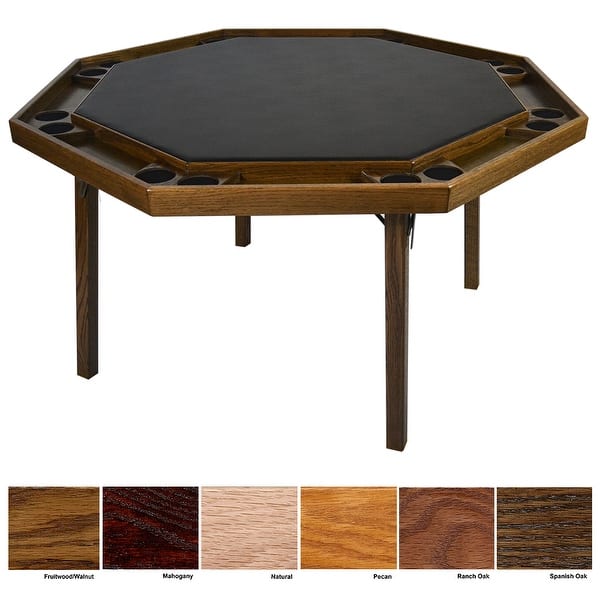 Kestell Oak Contemporary Style Poker Table Vinyl Playing Surface On
