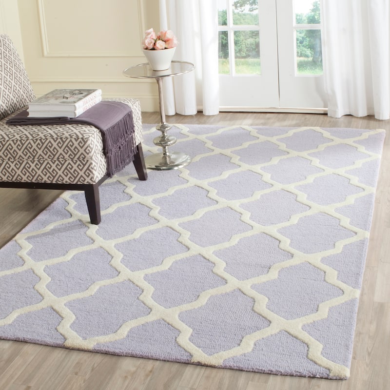 SAFAVIEH Handmade Cambridge Eirny Moroccan Trellis Wool Rug - 10' x 14' - Lavander/Ivory