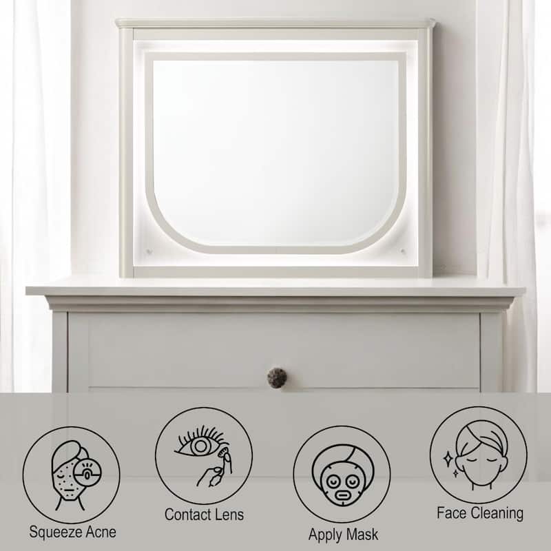 49" Laveda Pearl White Finish Mirror with LED Light - White