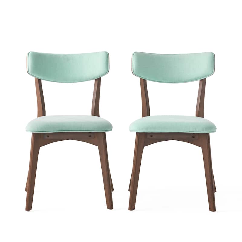 Chazz Mid-Century Modern Upholstered Rubberwood Dining Chairs (Set of 2) by Christopher Knight Home