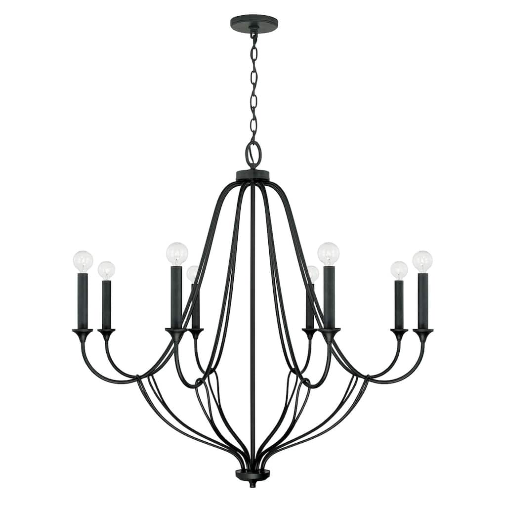 Bentley 37.5" 8-light Black Iron Chandelier