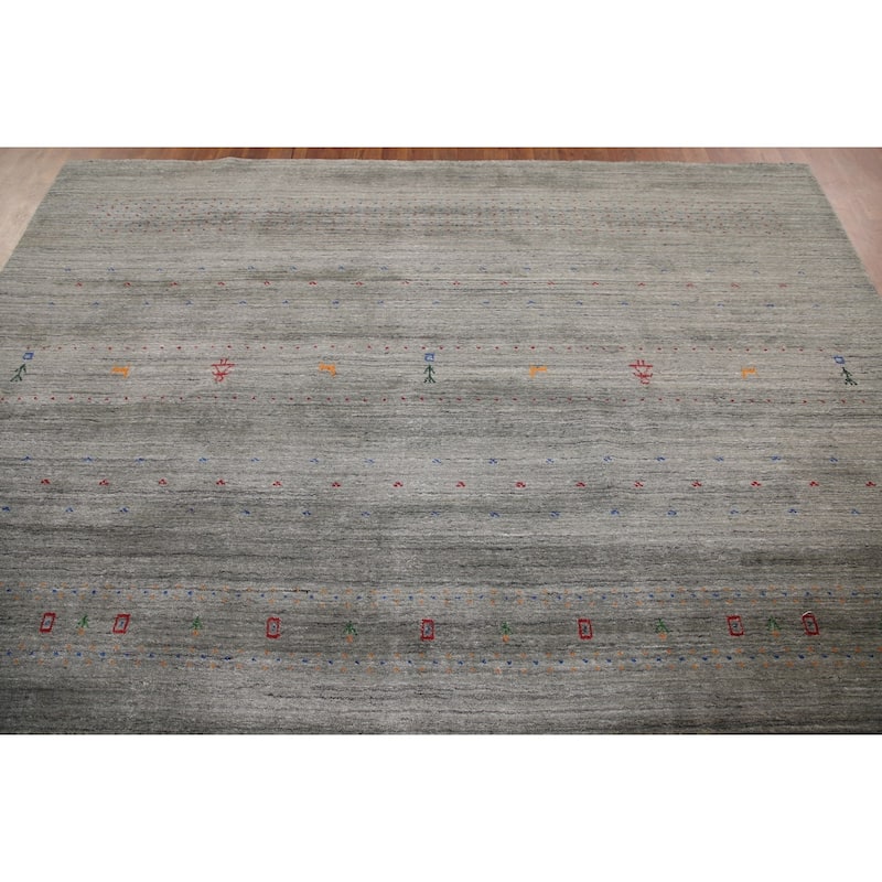Green/ Gray Gabbeh Indian Area Rug Handmade Wool Carpet - 8'0