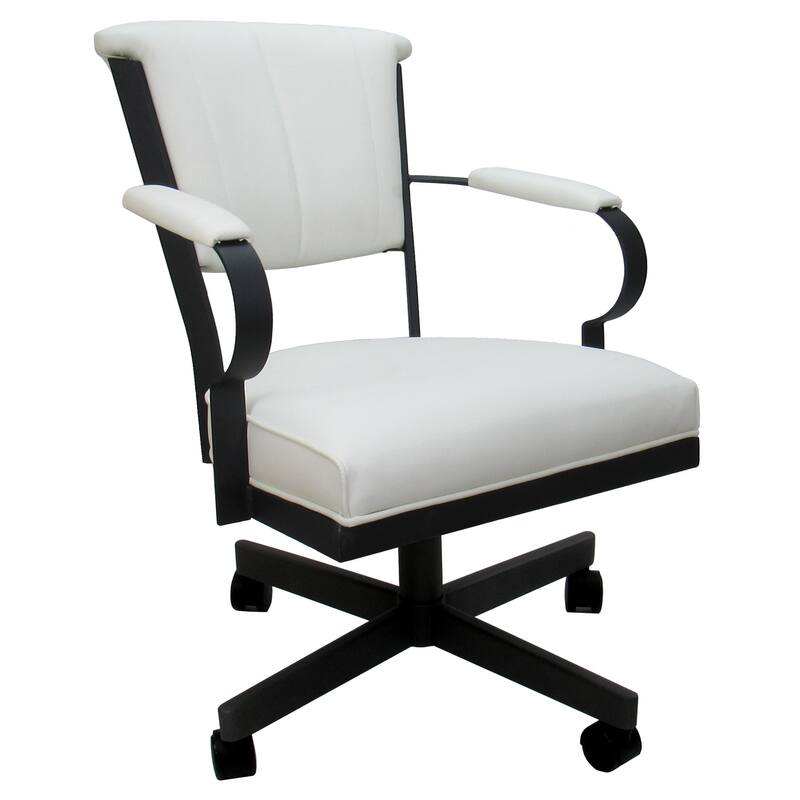 Miami Swivel Metal Caster Chair on Reading Base - 18" High Seat - White Vinyl - Black