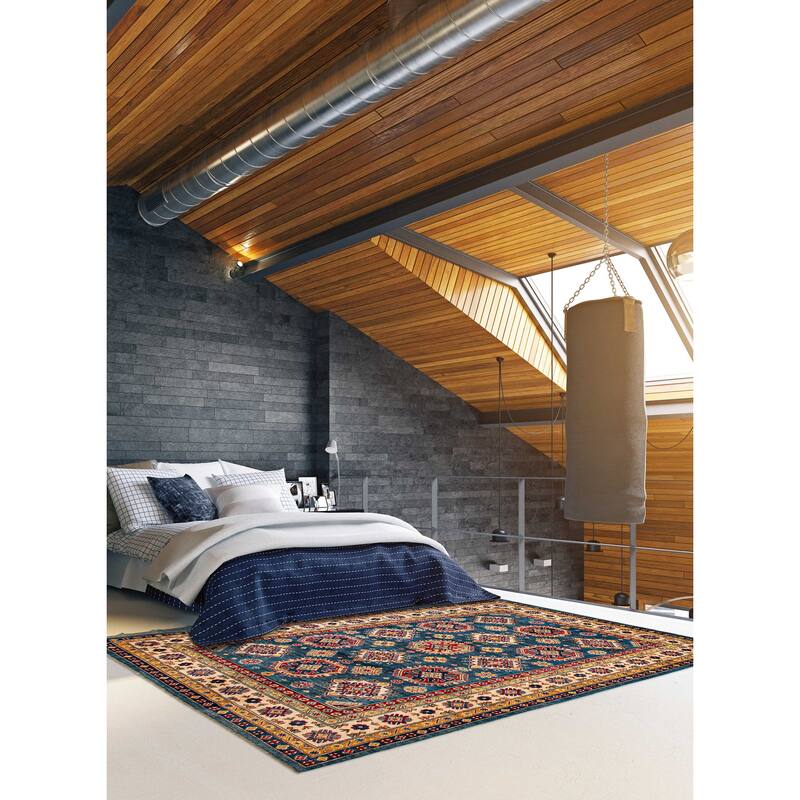 ECARPETGALLERY Hand-knotted Finest Ghazni Blue Wool Rug - 5'11 x 8'8