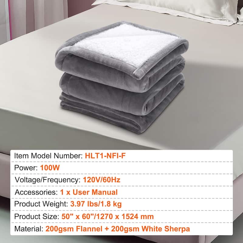 Heated Blanket Electric Throw Machine Washable, ETL & FCC Certification