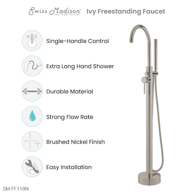 Ivy Freestanding Bathtub Faucet in Brushed Gold