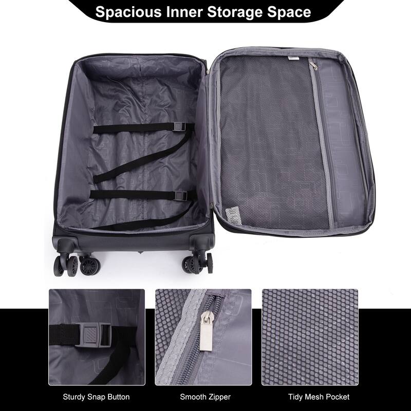 Durable 3-Piece Polyester Luggage Set (18" Carry-On, Travel Bag, Toiletry Bag) with 360° Spinner Wheels