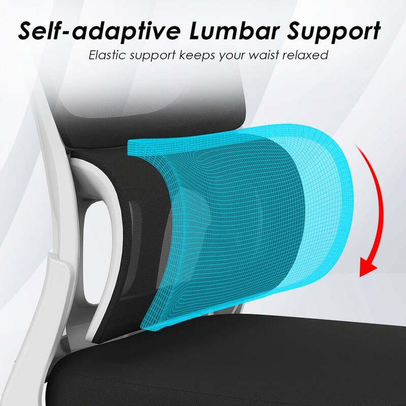 Office Chair, Mesh Ergonomic Office Chair with Lumbar Support, Comfy Computer Desk Chair with Flip Armrest Rolling Wheels