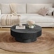 preview thumbnail 34 of 61, Modern Solid Wood Veneered Round Coffee Tea Table with Storage
