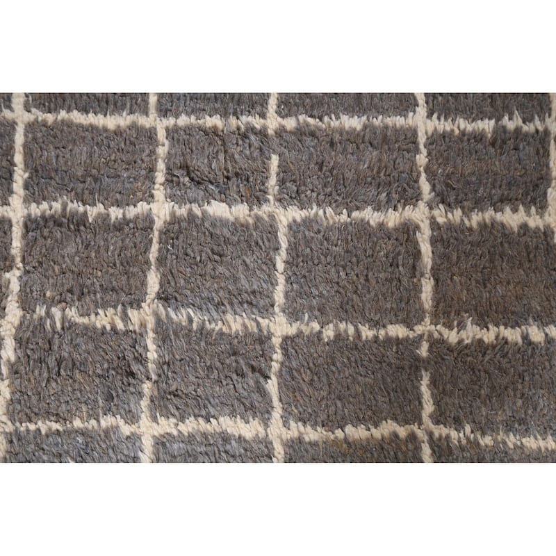 Trellis Modern Moroccan Wool Area Rug Hand-knotted Living Room Carpet - 9'11" x 14'6"