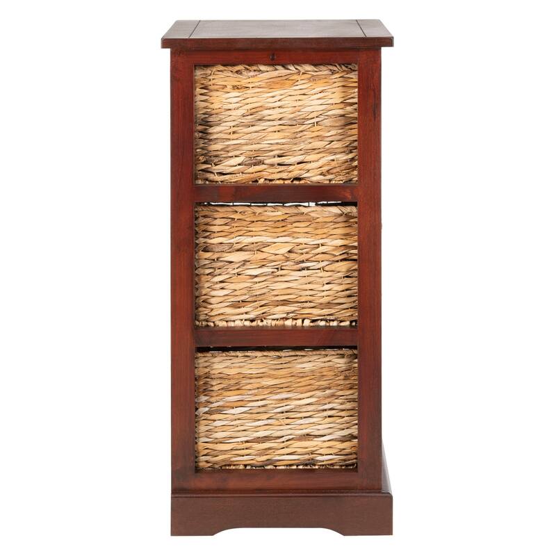 SAFAVIEH Evaline Distressed Black 3 Wicker Basket Storage Unit - 17.3" x 13.4" x 29.5" - 17Wx13Dx30H