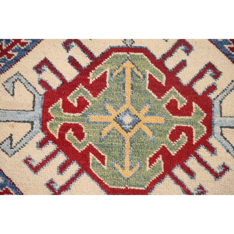 Light Blue Kazak Area Rug Hand-Knotted Traditional Wool Carpet - 6'6" x 9'7"