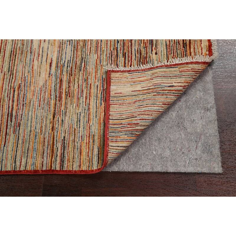 Vegetable Dye Striped Gabbeh Kashkoli Wool Area Rug Handmade Carpet - 3'3" x 4'10"