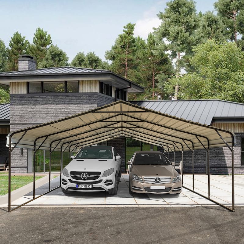 EROMMY 20x30 Outdoor Carport with Sturdy Galvanized Steel Roof, Versatile Shelter for Cars, Boats, and Tractors