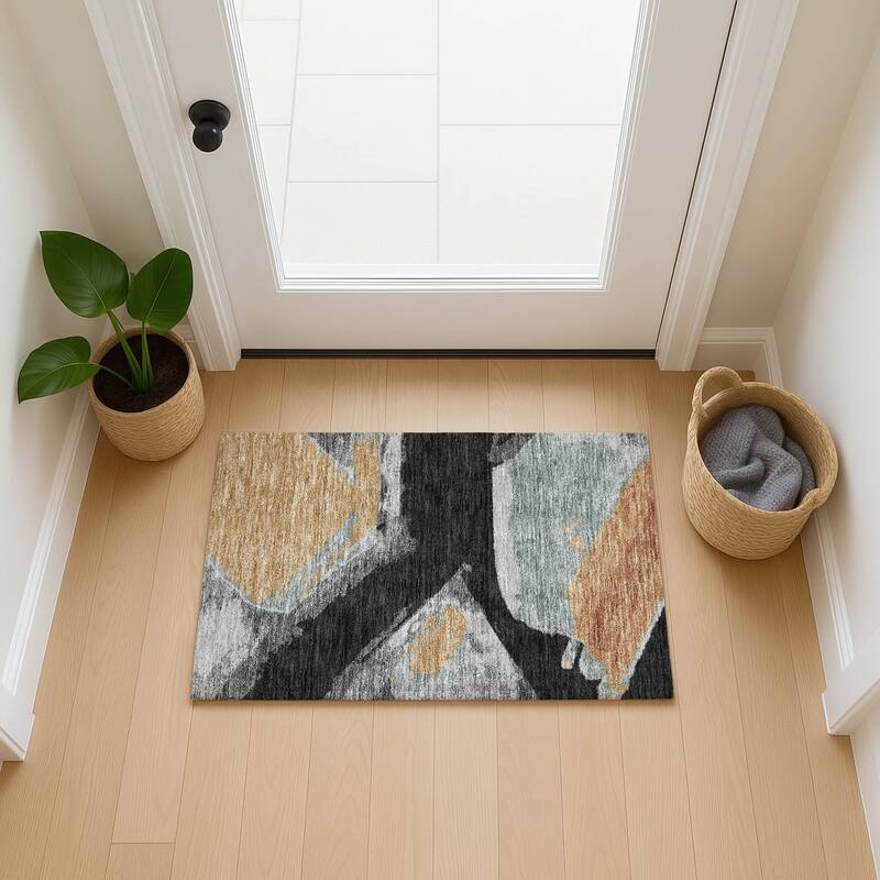 Machine Washable Indoor/ Outdoor Modern Cheney Chantille Rug