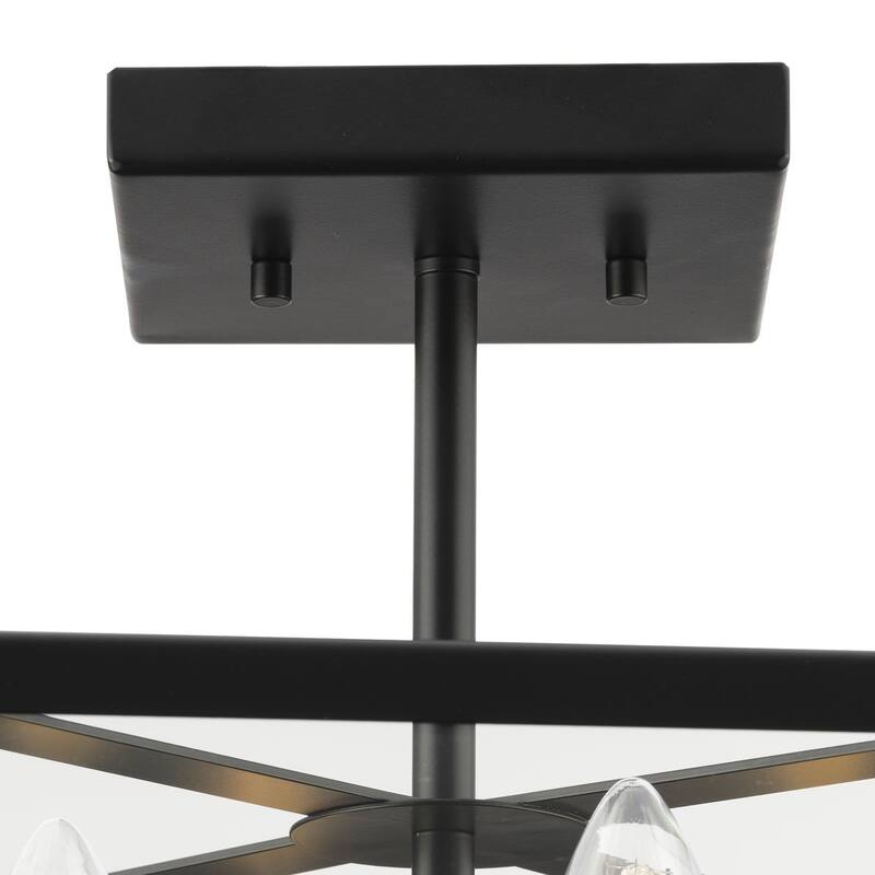 Hillcrest Collection 13 in. Four-Light Matte Black Transitional Semi-Flush Mount Light - 13 in x 13 in x 11 in