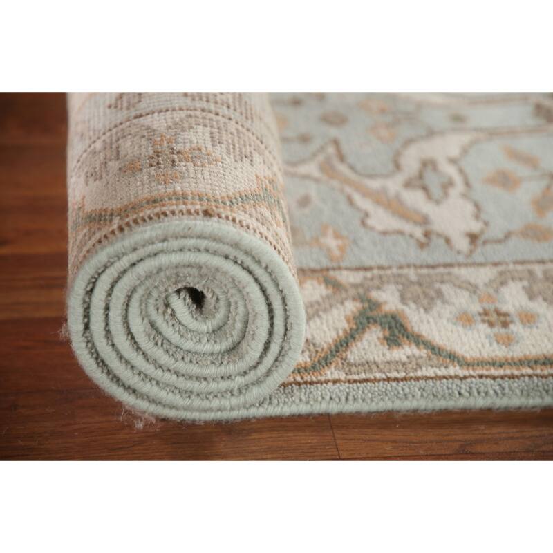 Floral Oushak Oriental Runner Rug Handmade Wool Carpet - 2'7"x 15'8"