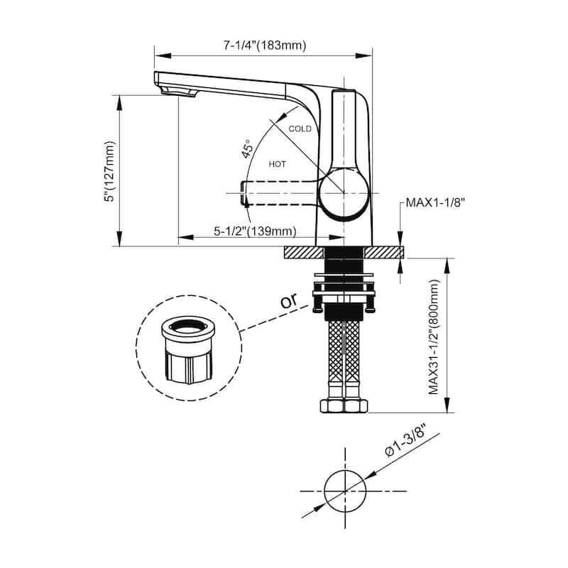 Dowell 8001/019 Series Single Handle Bathroom Faucet