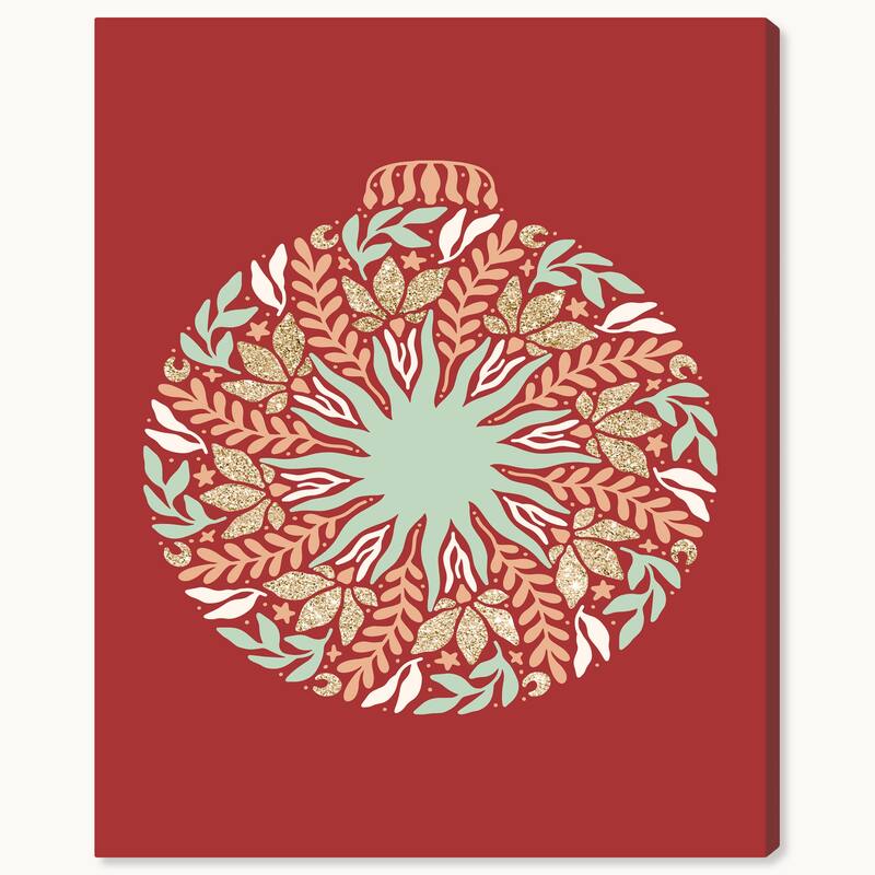 Wynwood Studio Canvas Holiday and Seasonal Pastel Spearmint Starsun Red Modern & Contemporary Wall Art Canvas Print