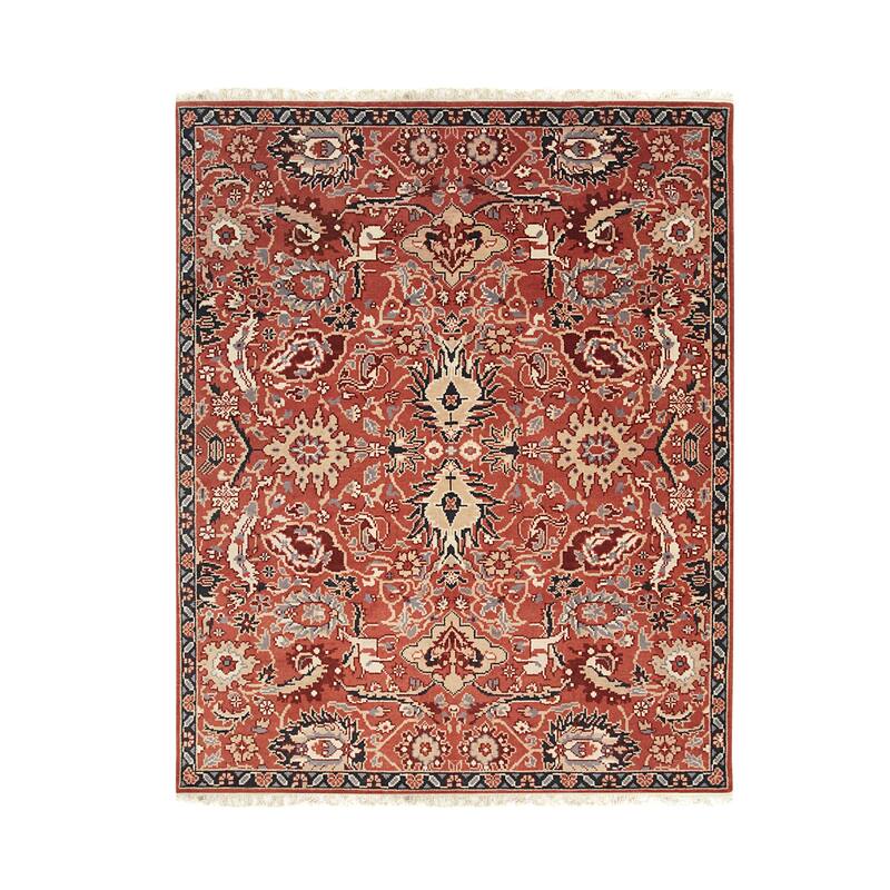 Home Decor EORC Hand-Knotted Wool Oriental Rug Elegant Rust Area Rug for Living Room, Bedroom, Office, & Home Décor Timeless
