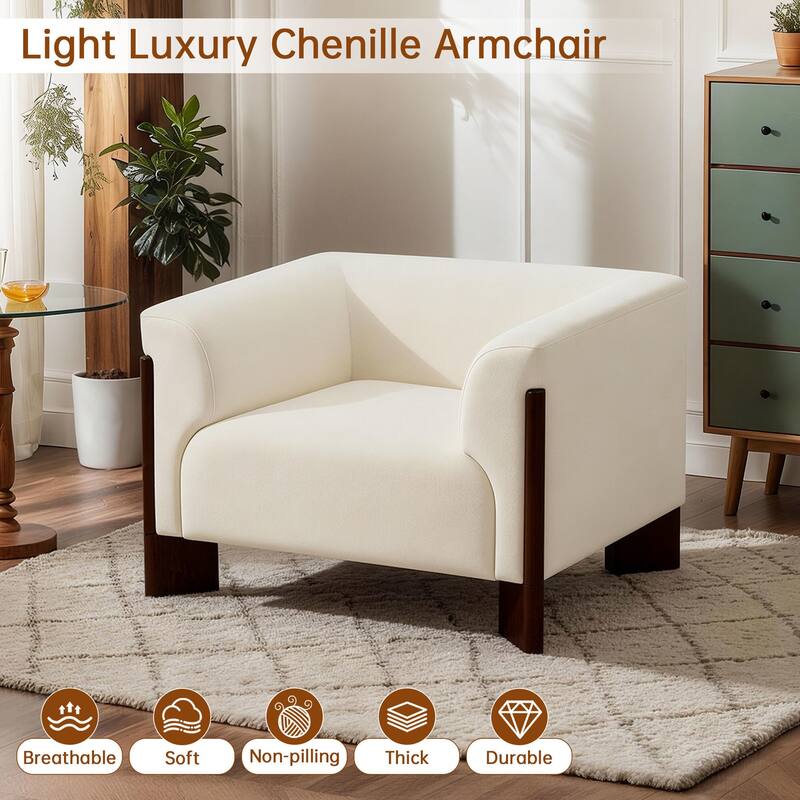 Upholstered Nordic Wide Seat Tuxedo Arms Barrel Chair Set of 2