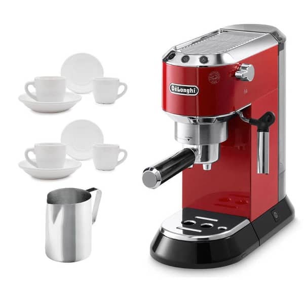 Shop Delonghi Dedica Ec 680 R Espresso Machine Red 2 Glasses