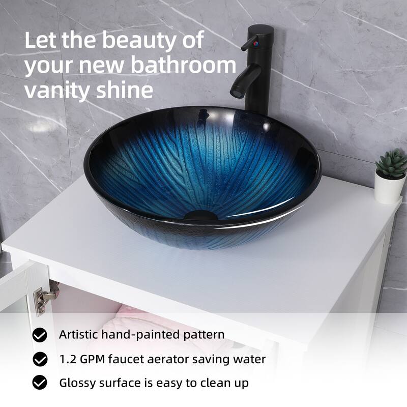 48" Bathroom Vanity Set Vessel Sink Faucet W/ Small Cabinet Combo