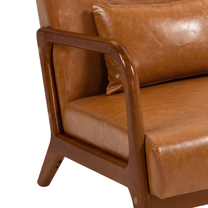 Mid Century Solid Wood Upholstered Accent Chair