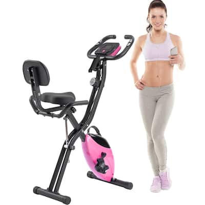 Upright Folding Exercise X-Bike with 16-Level Adjustable Resistance