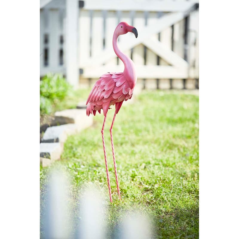 Southern Patio 35 in. H Pink Metal Lawn Flamingo