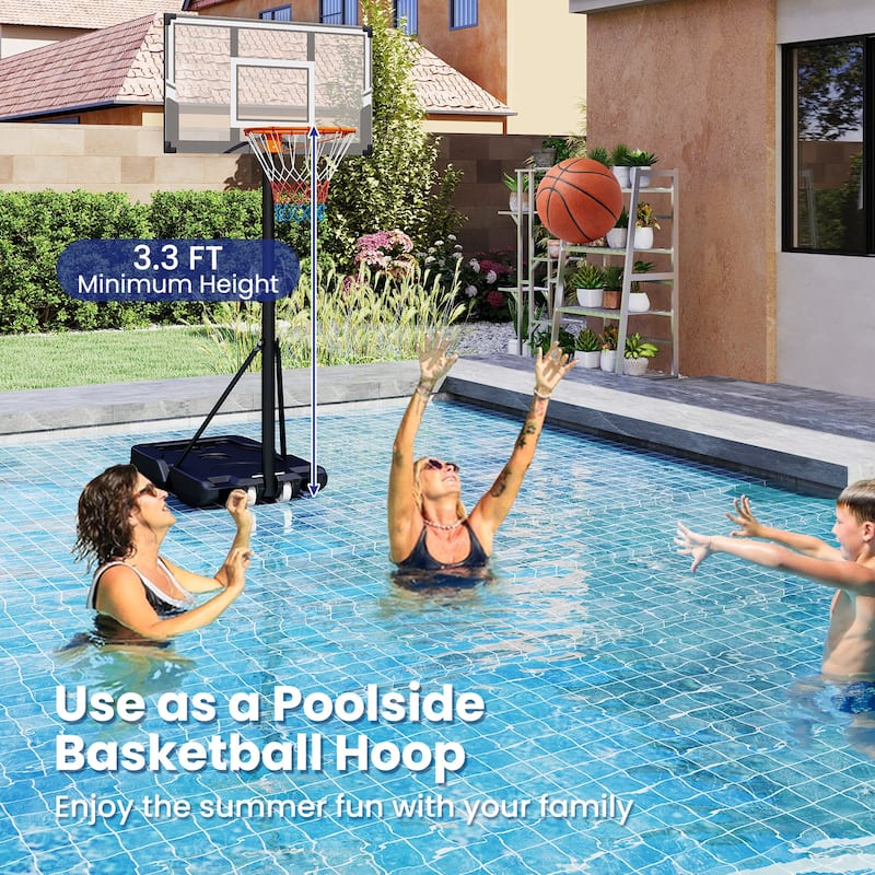 Outdoor Basketball Hoop with 18-Level Adjustable Height and Shatterproof Backboard - 4.8-11.5 ft