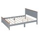 preview thumbnail 7 of 8, Queen Size Wood Platform Bed Wooden Slat Support, Vintage Simple Bed Frame with Rectangular Headboard and Footboard, White