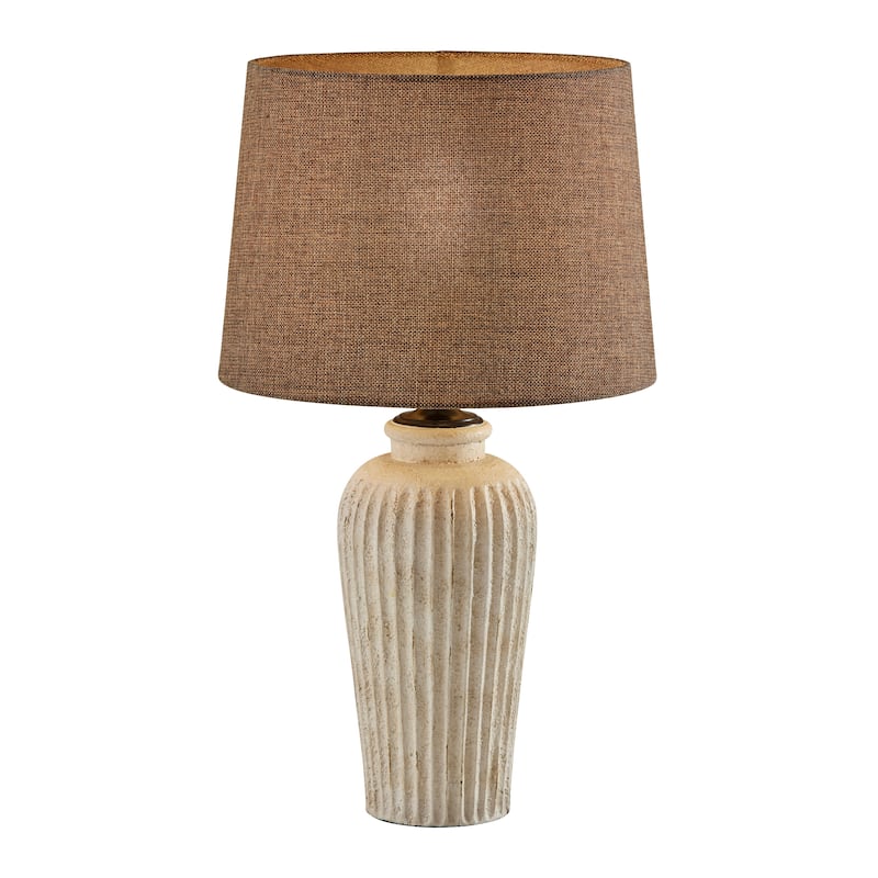 Callista Table Lamp- White Shade - Brown Textured Linen