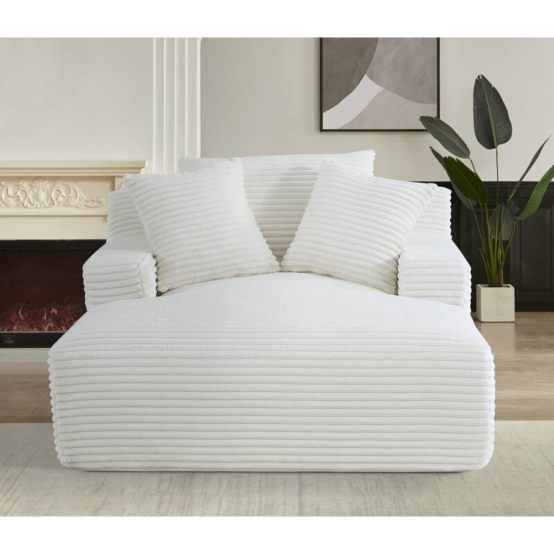 Oversized Corduroy Upholstered Sleeper Sofa Bed Cozy Cloud Chaise