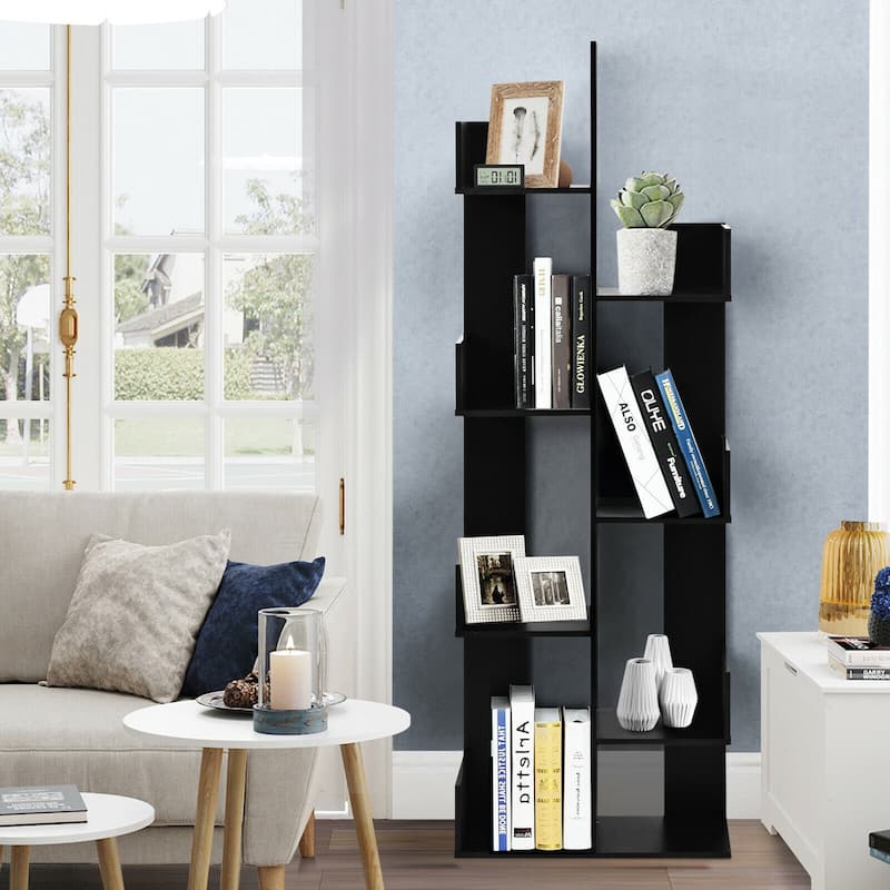 Gymax 8-Tier Bookshelf Bookcase w/8 Open Compartments Space-Saving - 57'' X 20'' X 10''