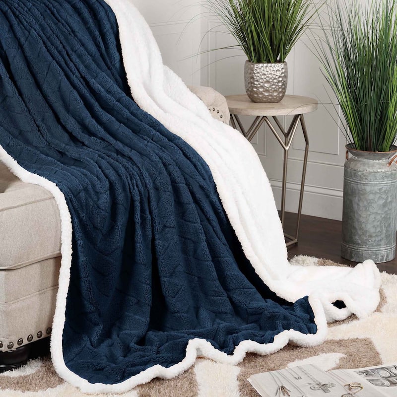 Superior Nuuk Jacquard Lattice Fluffy Sherpa Fleece Blanket