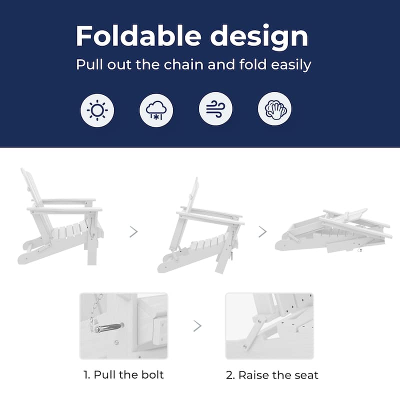 Outdoor HDPE Folding Classic Adirondack Chair All-Weather