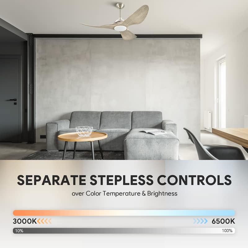 52" Outdoor Wet-Rated Waterproof LED Ceiling Fan with Dimmable Light and Remote Control