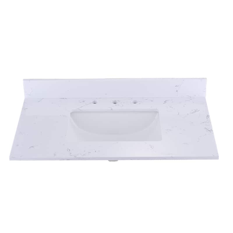YASINU 36 Inch Engineered Marble Vanity Top Middle Sink - 36 in. W Top