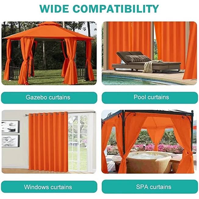 DCP Indoor/Outdoor Blackout Curtains Thermal Privacy Window Panel - 50"x84" - Orange