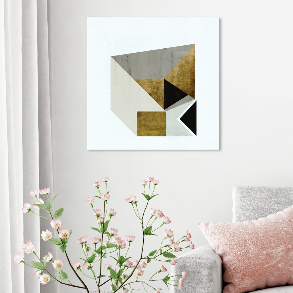 Oliver Gal Abstract Wall Art Canvas Prints 'Mustard Geo GOLD' Geometric - Gold, Gray