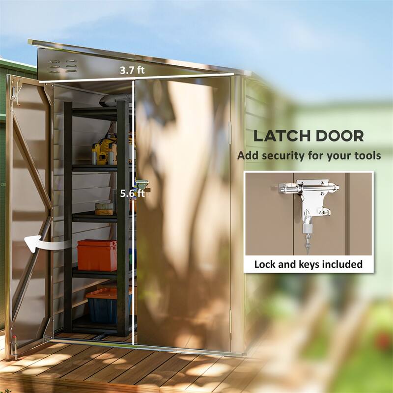 Outdoor Garden Shed With Double Doors Steel Frame And Ventilation