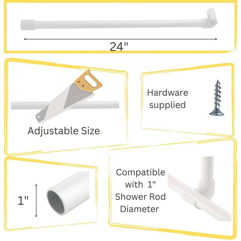 Adjustable Ceiling Curtain Rod - Mount Support for Bathtub or Shower Curtain Rod
